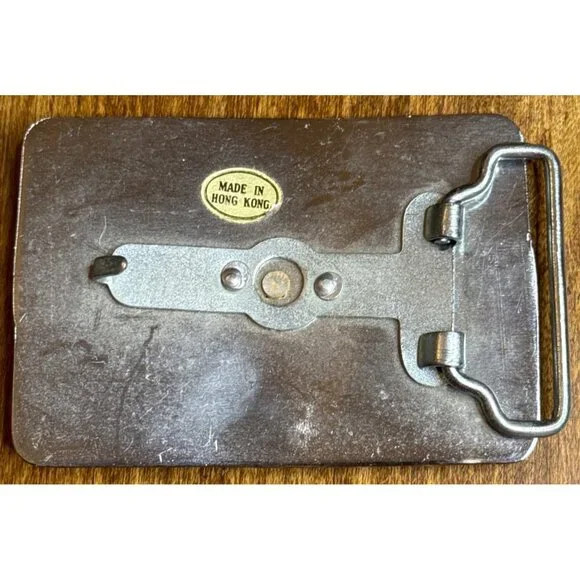 Vintage Longhorn Steer Head Western Belt Buckle Silver Tone Gold Accent - Picture 6 of 8